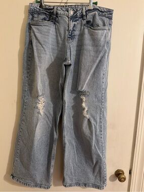 No Boundaries Light Blue Distressed Wide Leg Jeans
